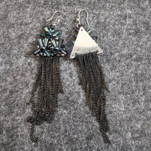 Beaded & Chain Dangle Earrings